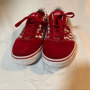Red checkered Vans lace up size 6youth 7 women